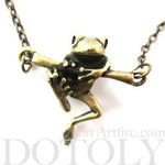 Baby Frog on a Branch Animal Charm Necklace in Bronze | Animal Jewelry | DOTOLY