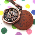 Antique Wax Seal Ink Stamp Leather Pendant Necklace | DOTOLY