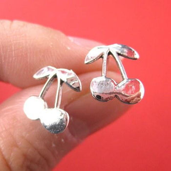 Cherry Shaped Stud Earrings in Sterling Silver | DOTOLY | DOTOLY
