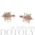 Turtle Tortoise Sea Animal Small Stud Earrings in Rose Gold | DOTOLY