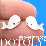 Whale Shaped Animal Inspired Stud Earrings in Silver | Animal Jewelry | DOTOLY
