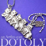 Kitty Cat Kitten Parade Pendant Necklace in Silver | Animal Jewelry | DOTOLY