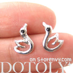Small Swan Geese Shaped Animal Stud Earrings in Silver | DOTOLY