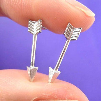 Realistic Arrow Shaped Stud Earrings in Silver | ALLERGY FREE | DOTOLY
