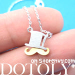 Moustache and Top Hat Pendant Necklace in Silver | DOTOLY | DOTOLY