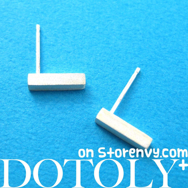 Simple Textured Rectangular Stud Earrings in Silver | ALLERGY FREE – DOTOLY