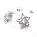 Unique 3D Star Shaped Wire Wrapped Stud Earrings in Silver | DOTOLY