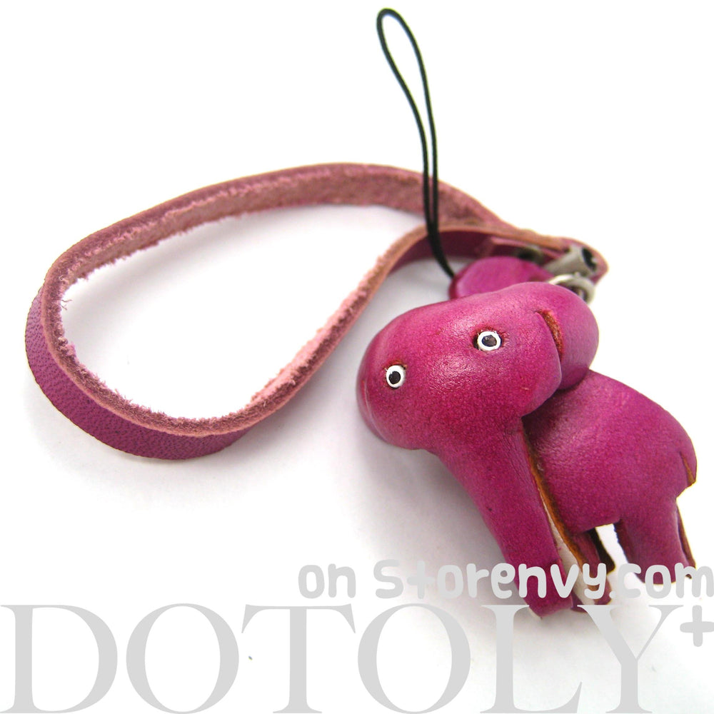 Faux Leather Elephant Animal Charm Necklace with Mobile Strap | DOTOLY