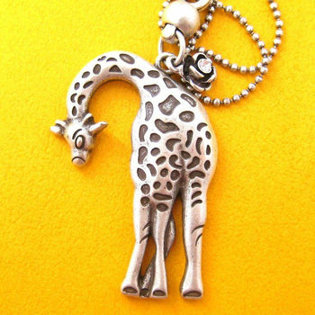 Giraffe Pendant Animal Necklace in Silver | Animal Jewelry | DOTOLY