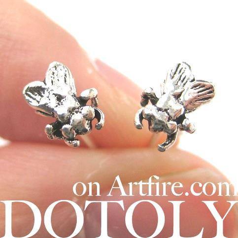 Realistic Fly Insect Shaped Stud Earrings in Sterling Silver | DOTOLY