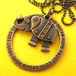 Robot Elephant Animal Pendant Necklace in Bronze with Rhinestones | DOTOLY