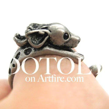 Miniature Reindeer Deer Animal Wrap Around Ring in Silver - Sizes 4 to 9 Available | DOTOLY