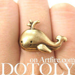 Adorable Whale Shaped Adjustable Animal Ring in Brass | DOTOLY | DOTOLY