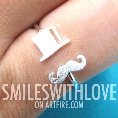 adjustable-simple-mustache-and-top-hat-ring-in-silver