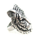 Tiger Lion Shaped Animal Ring in Silver with Textured Fur Detail | DOTOLY | DOTOLY