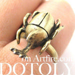 Adjustable Horned Stag Beetle Insect Animal Ring in Brass | DOTOLY | DOTOLY