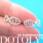 Unique Fish Shaped Wire Wrapped Stud Earrings in Sterling Silver | DOTOLY