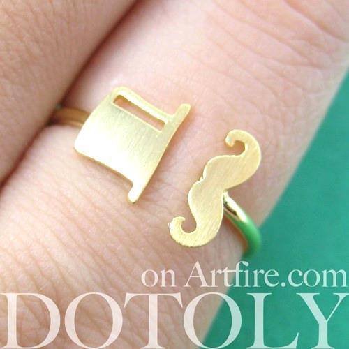 adjustable-simple-mustache-and-top-hat-ring-in-gold