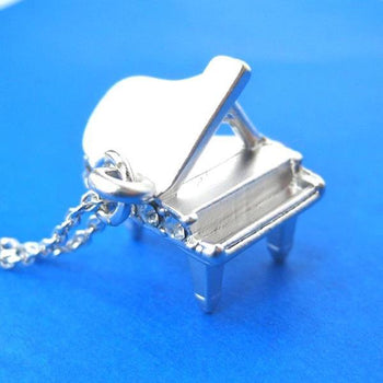 Miniature Music Realistic Grand Piano Pendant Necklace in Silver | DOTOLY
