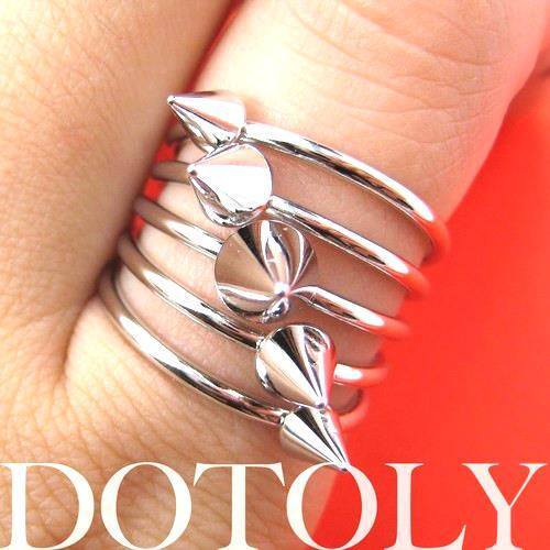 Spiked Studded Rocker Chic Ring in Silver Size 6.5 | DOTOLY | DOTOLY