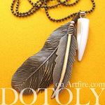 Bohemian Realistic Feather Pendant Necklace in Bronze | DOTOLY | DOTOLY