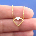 Double Diamond Shaped Outline Pendant Necklace | Gifts for Her