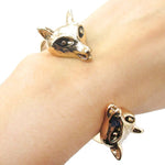 Double Fox Head Shaped Bangle Bracelet Cuff in Gold