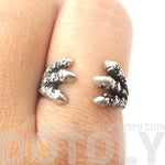 Double Raven Claw Animal Bird Shaped Ring in Silver