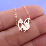 Elegant Fennec Fox with Bushy Tail Shaped Silhouette Pendant Necklace