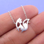 Elegant Fennec Fox with Bushy Tail Shaped Silhouette Pendant Necklace