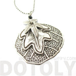 Elegant Realistic Layered Round Leaves Shaped Floral Pendant Necklace