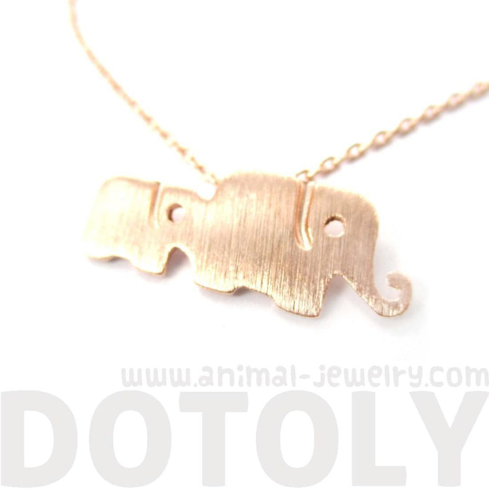 Elephant Family Animal Shaped Silhouette Pendant Necklace in Rose Gold