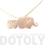 Elephant Family Animal Shaped Silhouette Pendant Necklace in Rose Gold