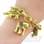 Elephant Mania Charm Linked Bracelet in Gold | Animal Jewelry
