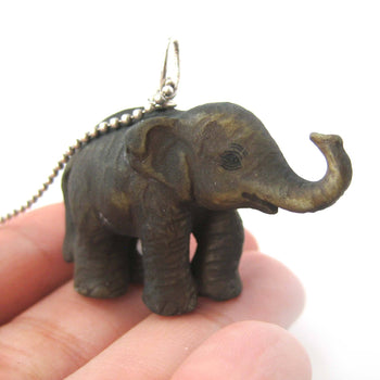 Standing Elephant Porcelain Ceramic Animal Pendant Necklace | Handmade | DOTOLY