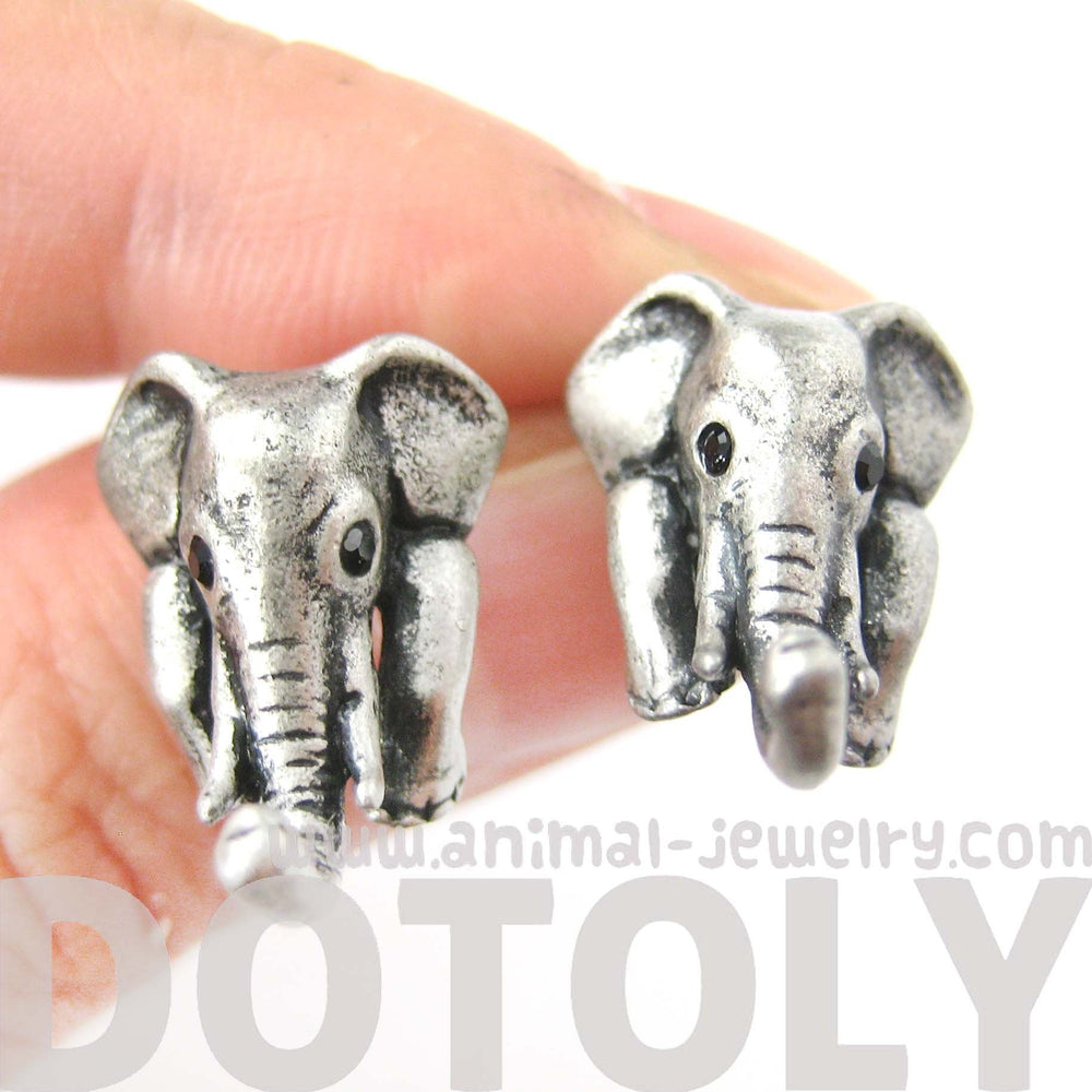elephant-realistic-animal-stud-earrings-in-silver-animal-jewelry