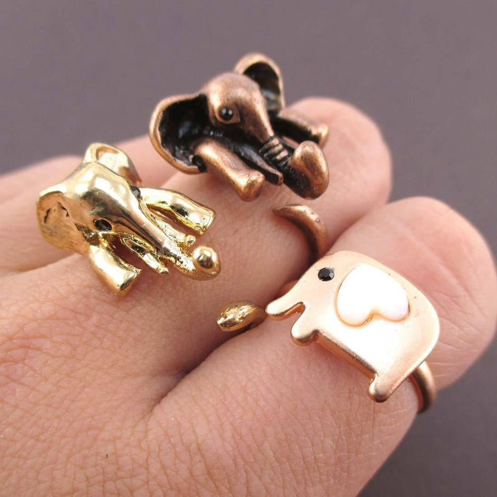 Elephant Shaped Animal Rings 3 Piece Jewelry Set | SALE | DOTOLY