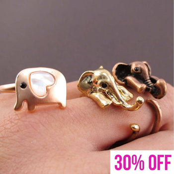 Amazon.com: Uloveido Women's Gold Plated Lucky Elephant Family Ring 2 Rows  Cubic Zirconia Animal Jewelry Birthday Gifts for Mom RA083 (Gold, Size 6):  Clothing, Shoes & Jewelry