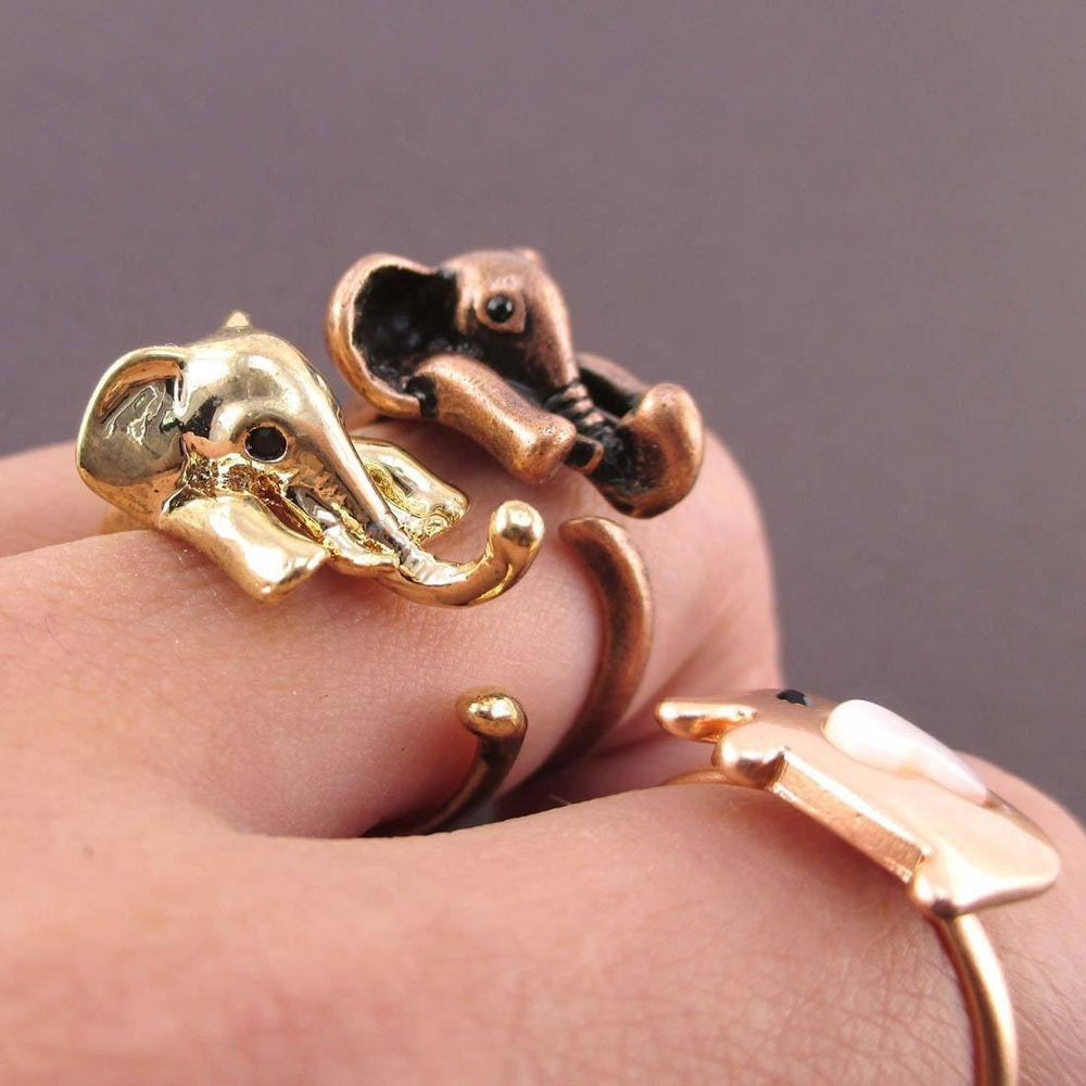Elephant Shaped Animal Rings 3 Piece Jewelry Set | SALE | DOTOLY
