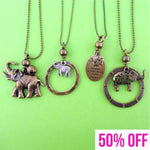 Elephant Themed 4 Piece Necklace Bundle Set in Bronze | Animal Jewelry