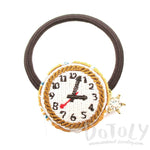 Embroidered Time Watch Face Button Hair Tie | DOTOLY