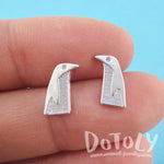 Emperor Penguin Shaped Allergy Free Stud Earrings in Silver | DOTOLY