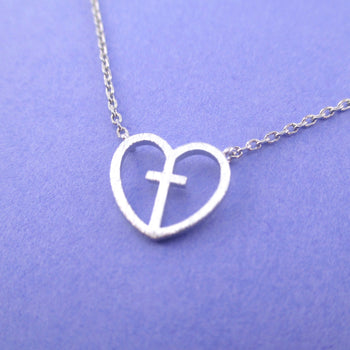 Endless Love Cross Heart Shaped Spiritual Faith Pendant Necklace