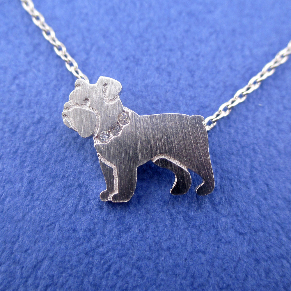 English Bulldog Shaped Charm Necklace for Dog Lovers in Silver | Animal Jewelry