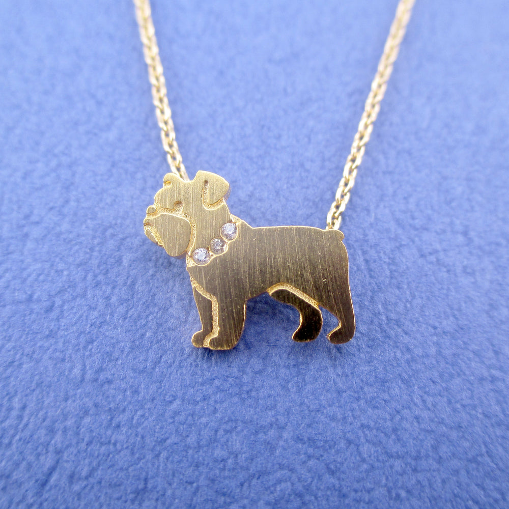 English Bulldog Shaped Charm Necklace for Dog Lovers in Gold | Animal Jewelry