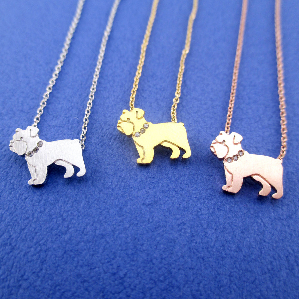 English Bulldog Shaped Charm Necklace for Dog Lovers | Animal Jewelry