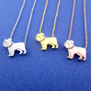 English Bulldog Shaped Charm Necklace for Dog Lovers | Animal Jewelry