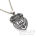 English Bulldog Shaped Pendant Necklace in Silver | Animal Jewelry