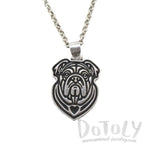 English Bulldog Shaped Pendant Necklace in Silver | Animal Jewelry