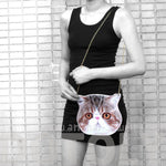 Calico Kitty Cat Face Shaped Vinyl Animal Themed Cross Shoulder Bag